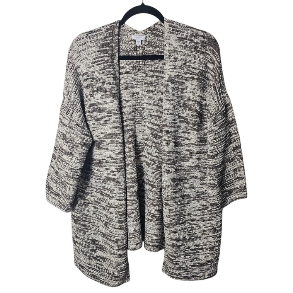 Pure‎ Jill Cardigan Large Beige Ivory Open Front Cotton Blend Coastal Boho Layer